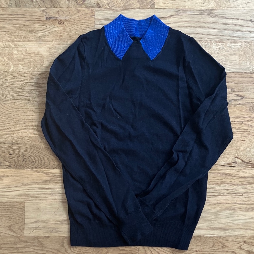 Marc by Marc Jacobs Dorothy Collar Wool Sweater in Blue XS